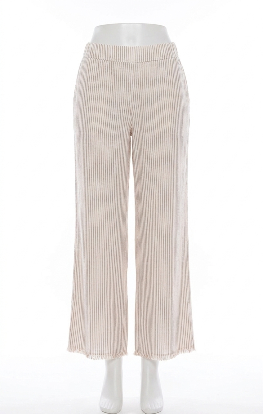 NEW NIC + ZOE pinstripe gauze 28 inch wide leg pant in neutral mix